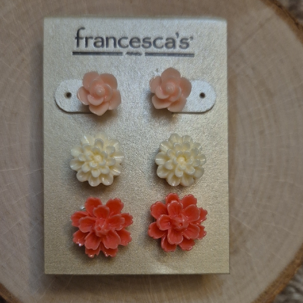 Francesca's Pink and White Stud Earrings Set